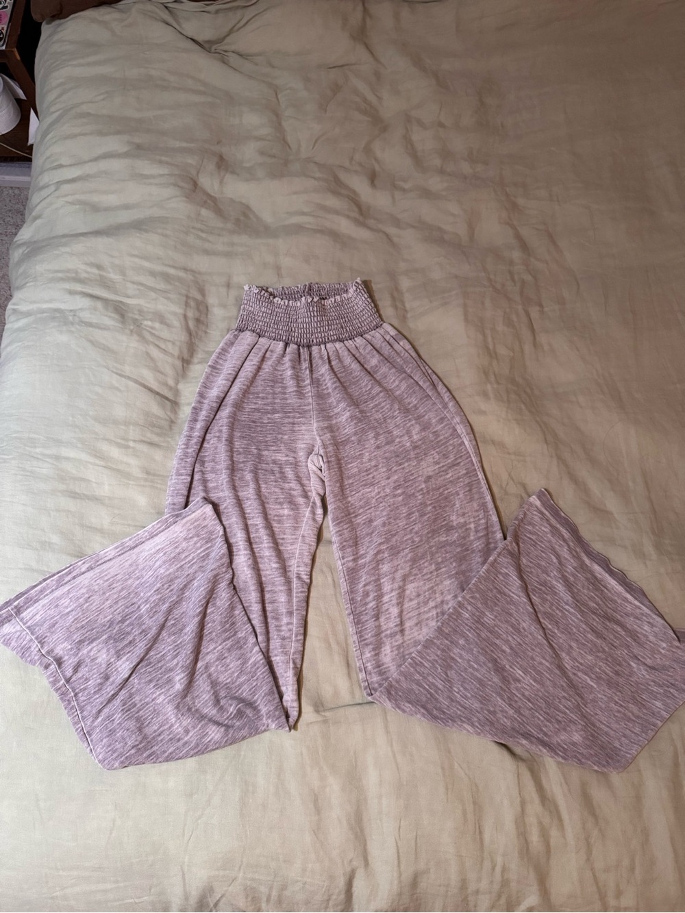 FP Movement by Free People Dusty Mauve Wide-Leg Smocked Waist Pants